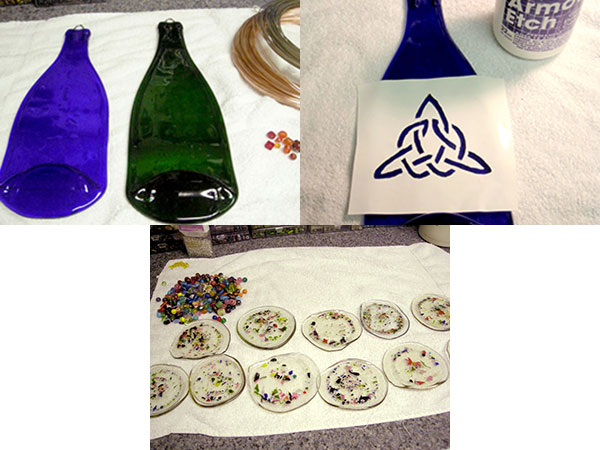 bottles are finished by applying designs